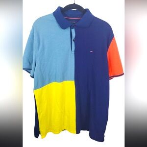 Tommy Hilfiger |  Vintage 90s Colorblock Mens cotton pull over polo top | XXL